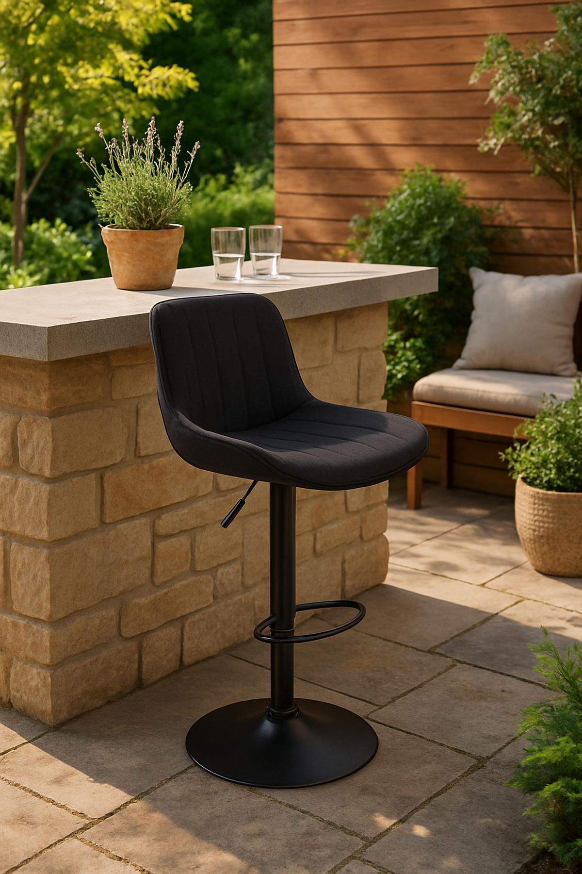 BARHOCKER Lento Gestell schwarz Stoff Schwarz - Schwarz, Textil/Metall (50/108/50cm) - TPFLiving