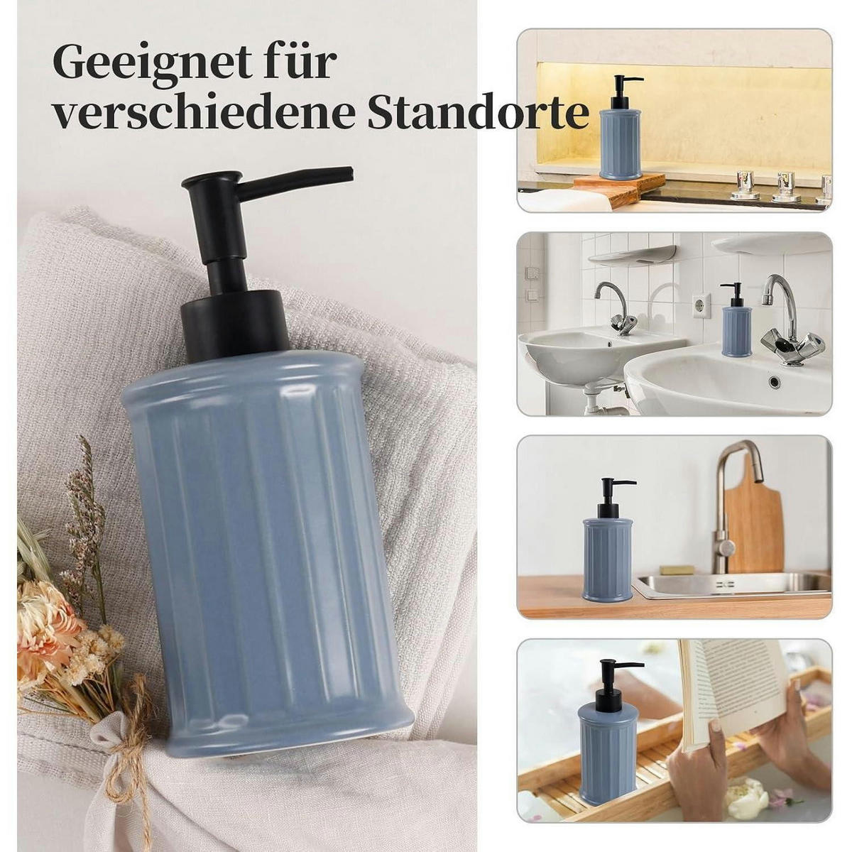 SEIFENSPENDER Keramik Blau 350ml - Blau, Keramik (9/14.3/9cm)