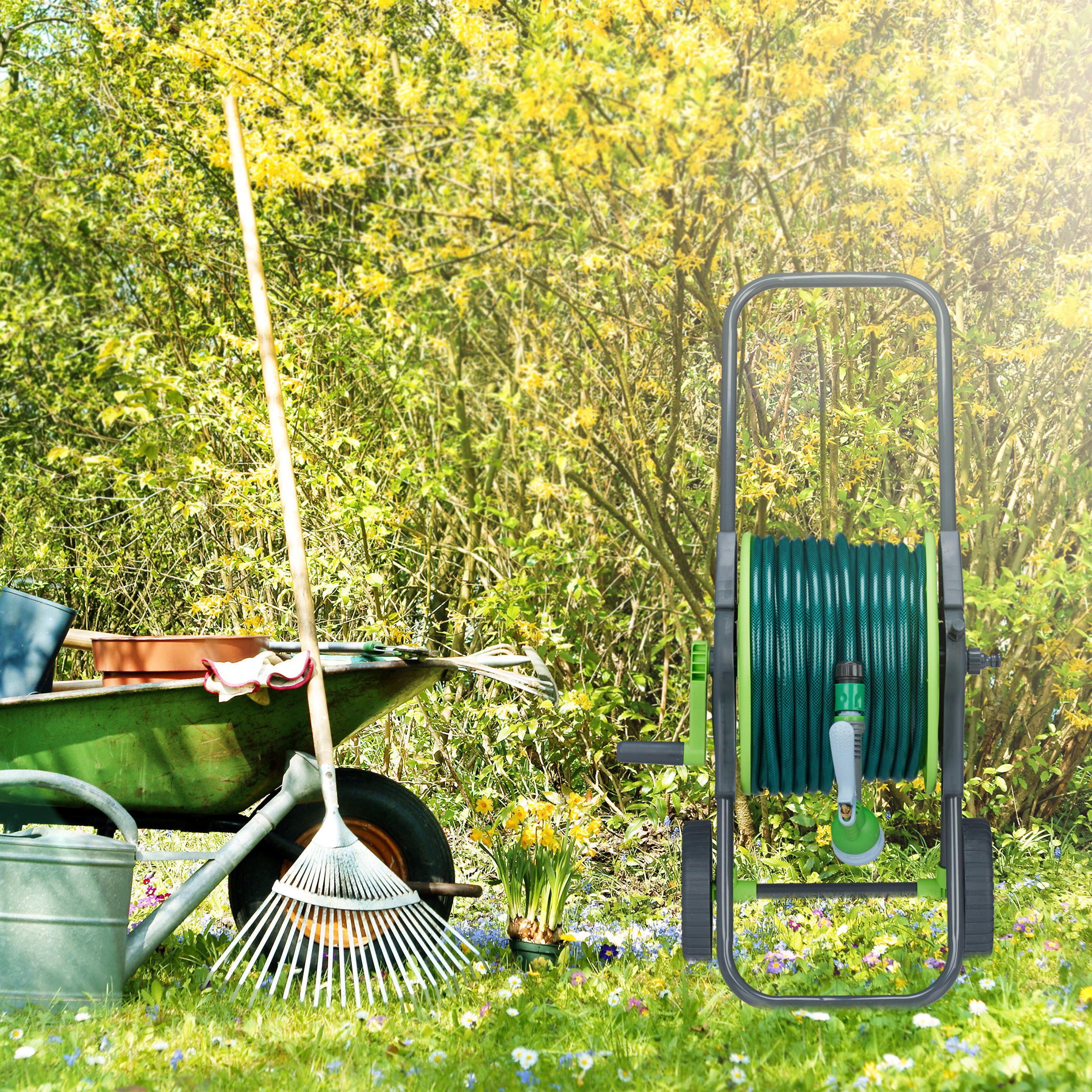 SCHLAUCHWAGEN - Multicolor, Kunststoff/Metall (43/82.5/34cm) - Relaxdays