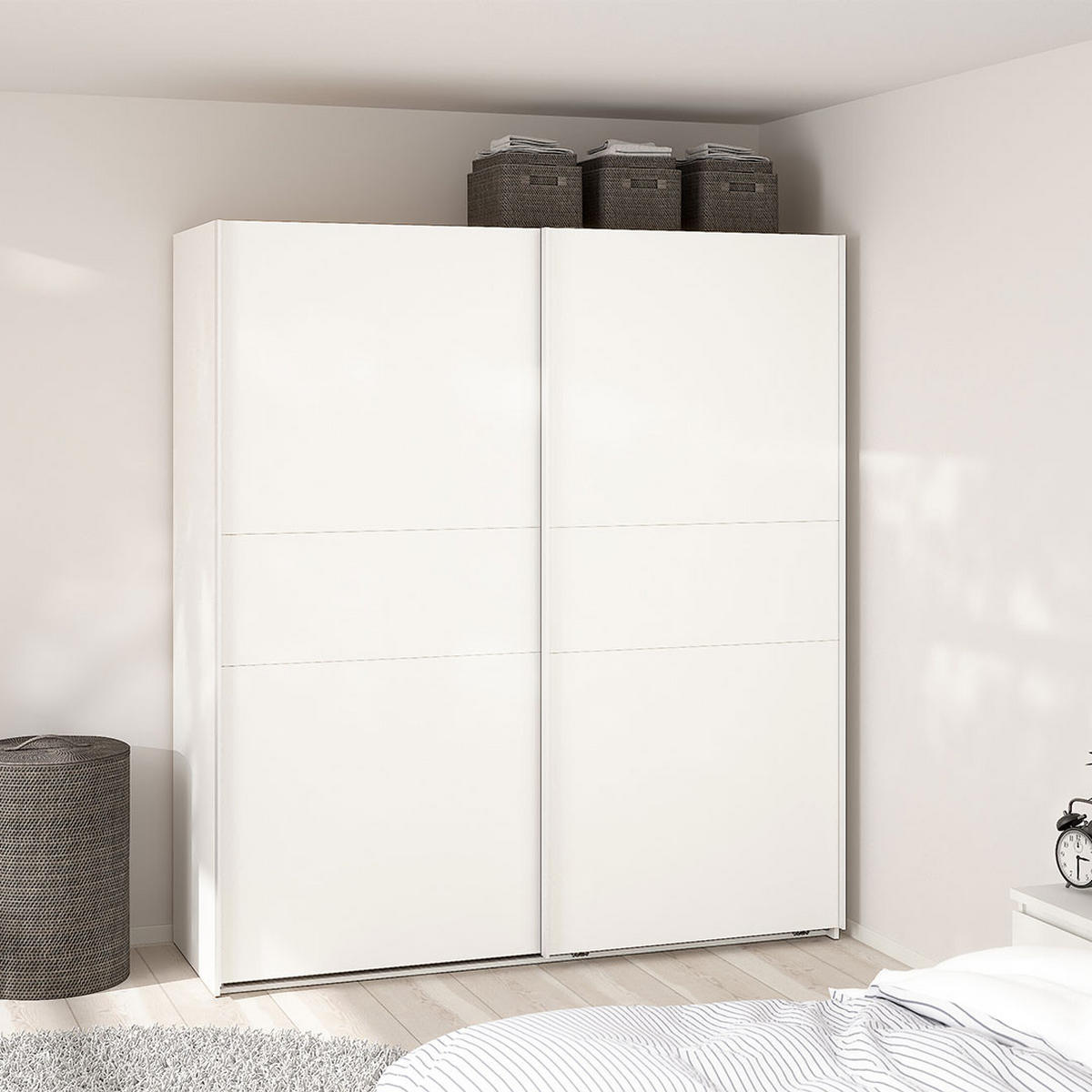 SCHIEBETÜRENSCHRANK, Como, Weiß, Holzwerkstoff, 179 x 67 x 201 cm - Weiß, Holzwerkstoff (179/201/67cm) - ebuy24