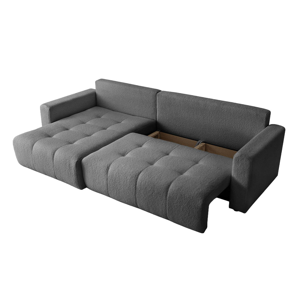 ECKSOFA WALONGO mit Schlaffunktion, Grau - Dunkelgrau, Textil (261/143cm) - Fedve