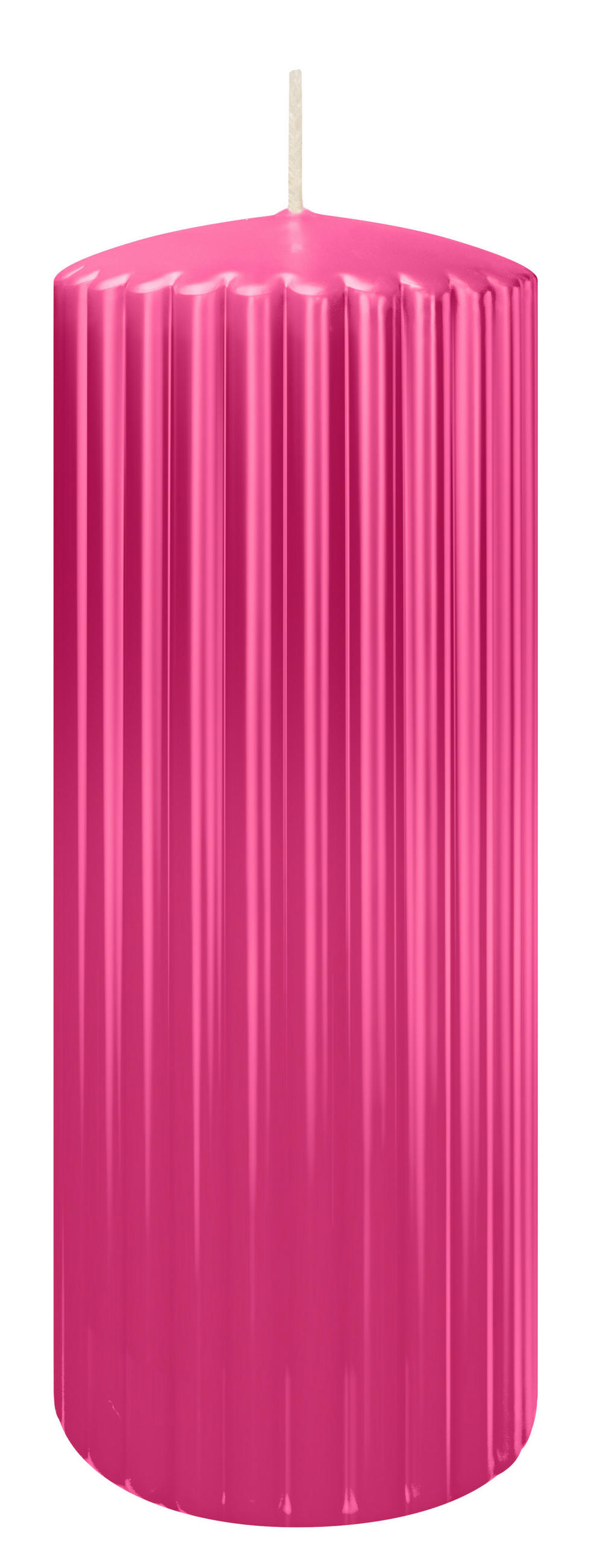 RILLEN KERZEN Pink 200 x Ø 80 mm, 4 Stück - Pink, Paraffin (8/20/20cm) - Wiedemann Kerzen