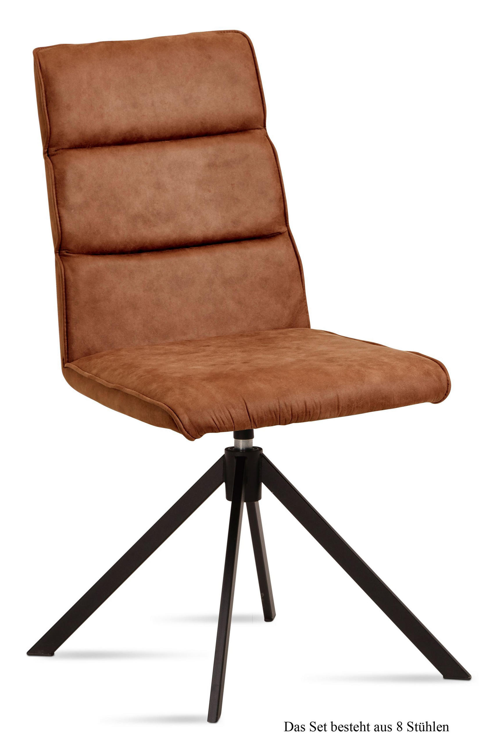 ESSZIMMERSTUHL drehbar (8er-Set) Deedea 47x92x60 Schwarz/Cognac - Cognac/Schwarz, Kunststoff (60/92/47cm) - 58aufmkessel