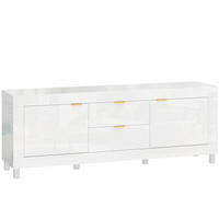 TV-SCHRANK Spanplatte Hochglanz - Weiß Hochglanz, Holzwerkstoff (40/66/180cm) - HOMCOM
