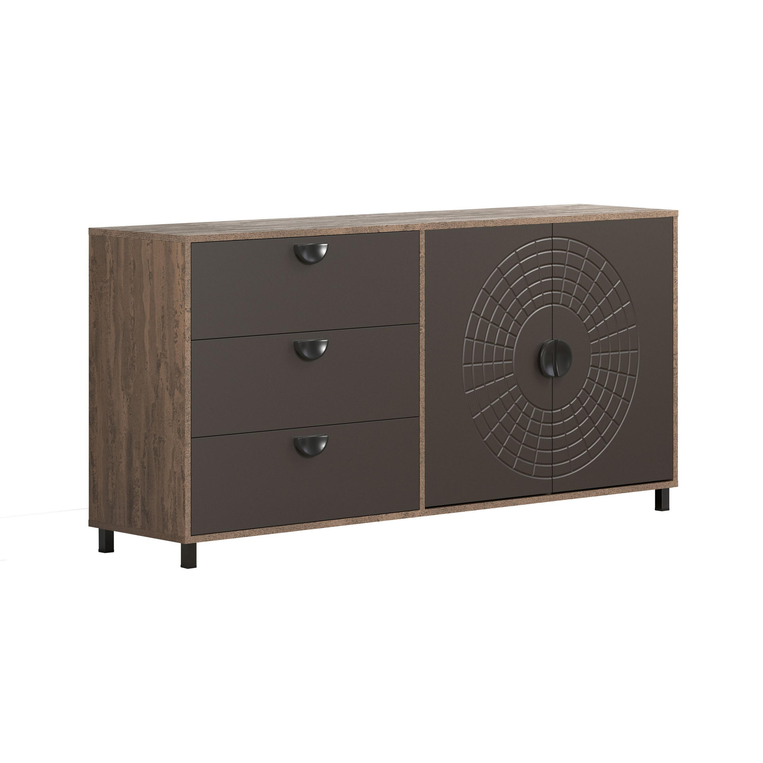 SIDEBOARD Fusion Rostoptik Rusty Flow/ Perlbronze 176 / 86 / 42 cm - Braun, Holzwerkstoff (176/86/42cm) - Calicosy