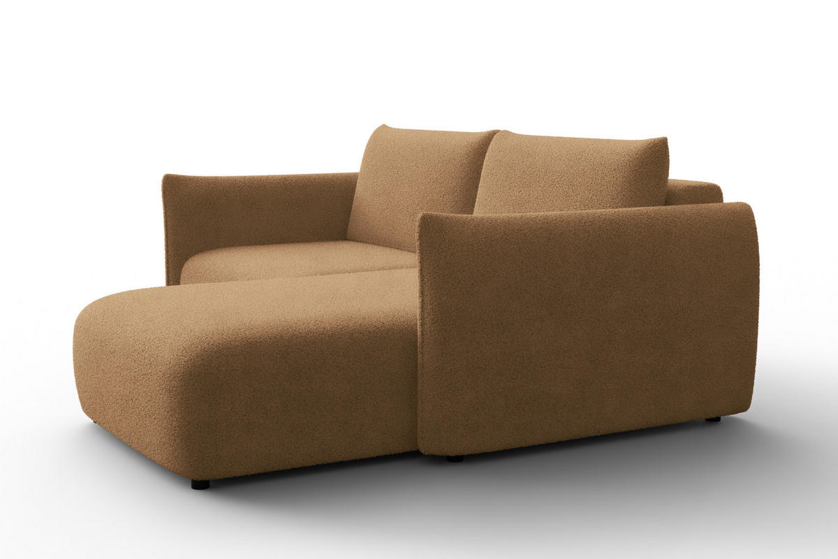 ECKSOFA TAUER 3-Sitzer RECHTS, Bouclé-Stoff braun - Schwarz/Braun, Holz/Textil (206/173cm) - Courtois Laville