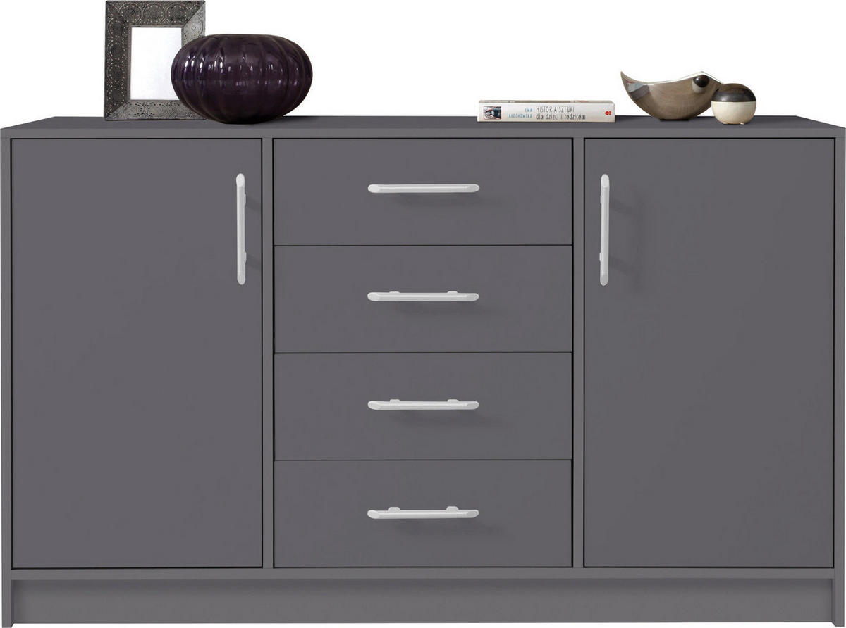 SCHLAFZIMMER Set 6-tlg. Smart – Grau - Grau, Holzwerkstoff (150/190/56cm) - hi-markt