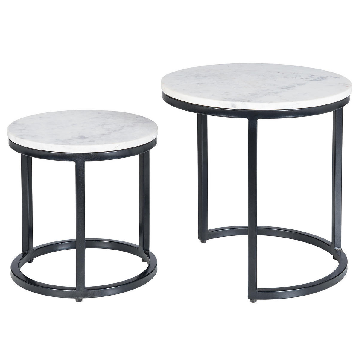 COUCHTISCH-SET - Marmor, 2-teilig - Schwarz/Weiß, Naturmaterialien/Metall (45/45/45cm) - home24