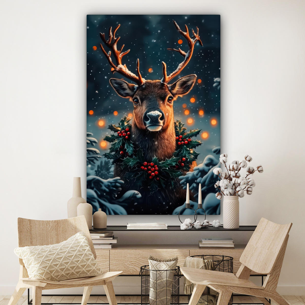 SLIKA NA PLATNU Jelen 90x140 cm - temno rjava, tekstil (90/140cm) - MuchoWow