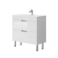 WASCHTISCHKOMBI Clayton, Weiß Hochglanz, 2 Teile, Unterschrank 80 cm - Weiß, Holzwerkstoff (80/81.5/40cm) - Vicco