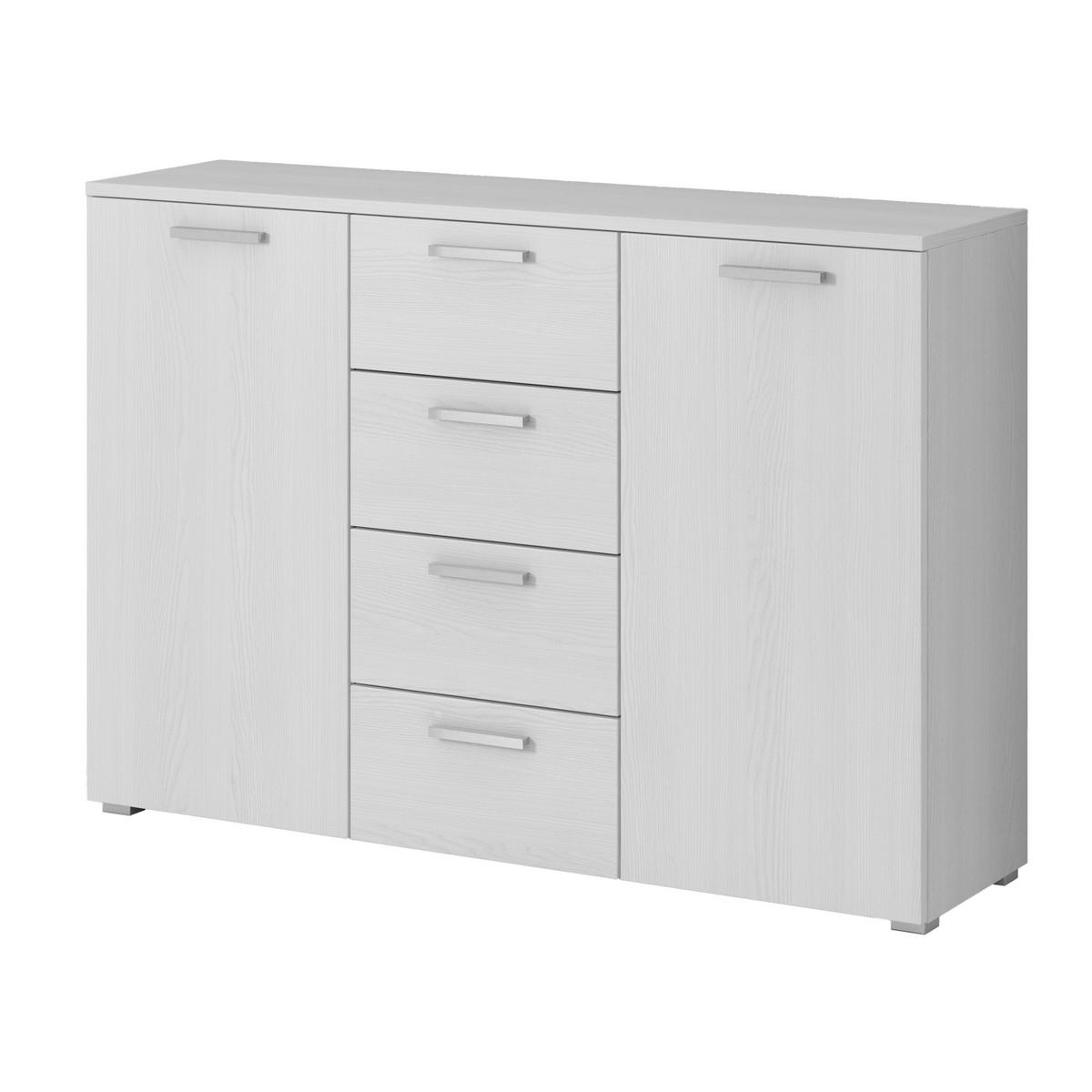 SIDEBOARD COSMICO 132/93/38 cm mit 4 Schubladen und 2 Türen - Weiß, Holzwerkstoff (132/93/38cm) - MASSENO