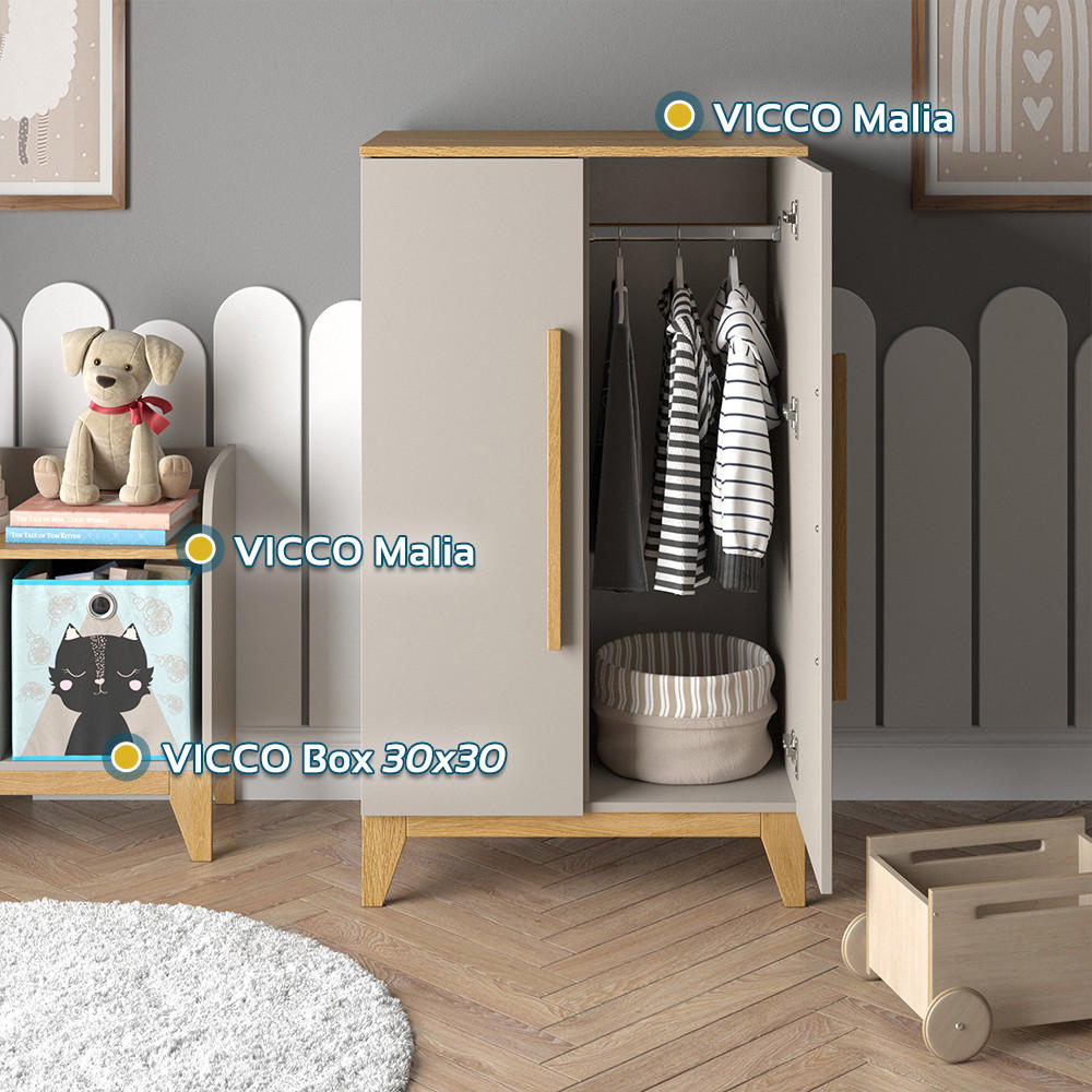 KINDERKLEIDERSCHRANK Malia Cashmere-Eiche 70 x 120 cm - Kaschmir, Holzwerkstoff (70/120/53.4cm) - VitaliSpa