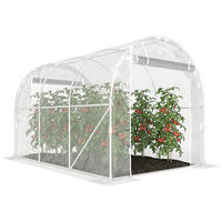 GEWÄCHSHAUS DE-12062 mit 2 Rolltüren & PE-Bache 150 g/m² Transparent - Transparent, Metall (195/195/295cm) - ComfortXL