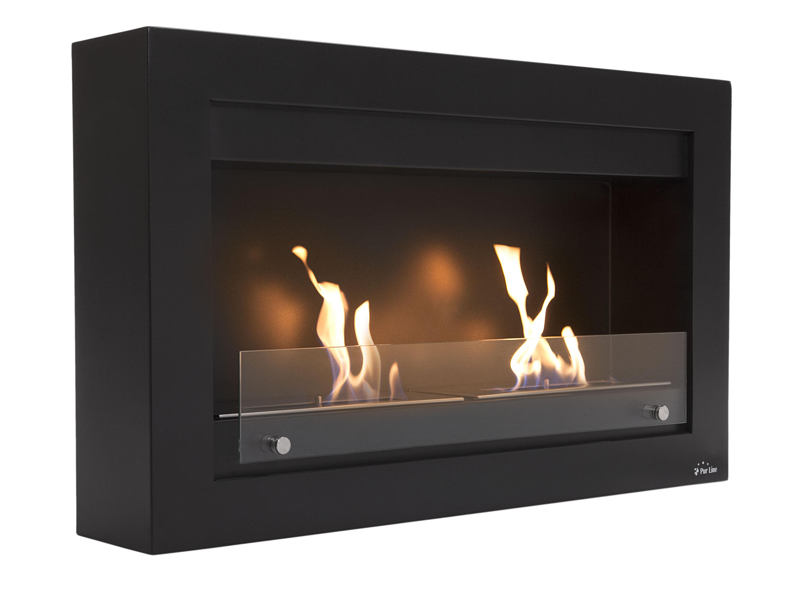 BIOETHANOL-KAMIN Schwarz Wandmodell inklusive 2.4 L Brennblock - Schwarz, Metall (90/54/17cm) - Purline