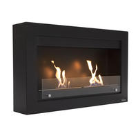 BIOETHANOL-KAMIN Schwarz Wandmodell inklusive 2.4 L Brennblock - Schwarz, Metall (90/54/17cm) - Purline