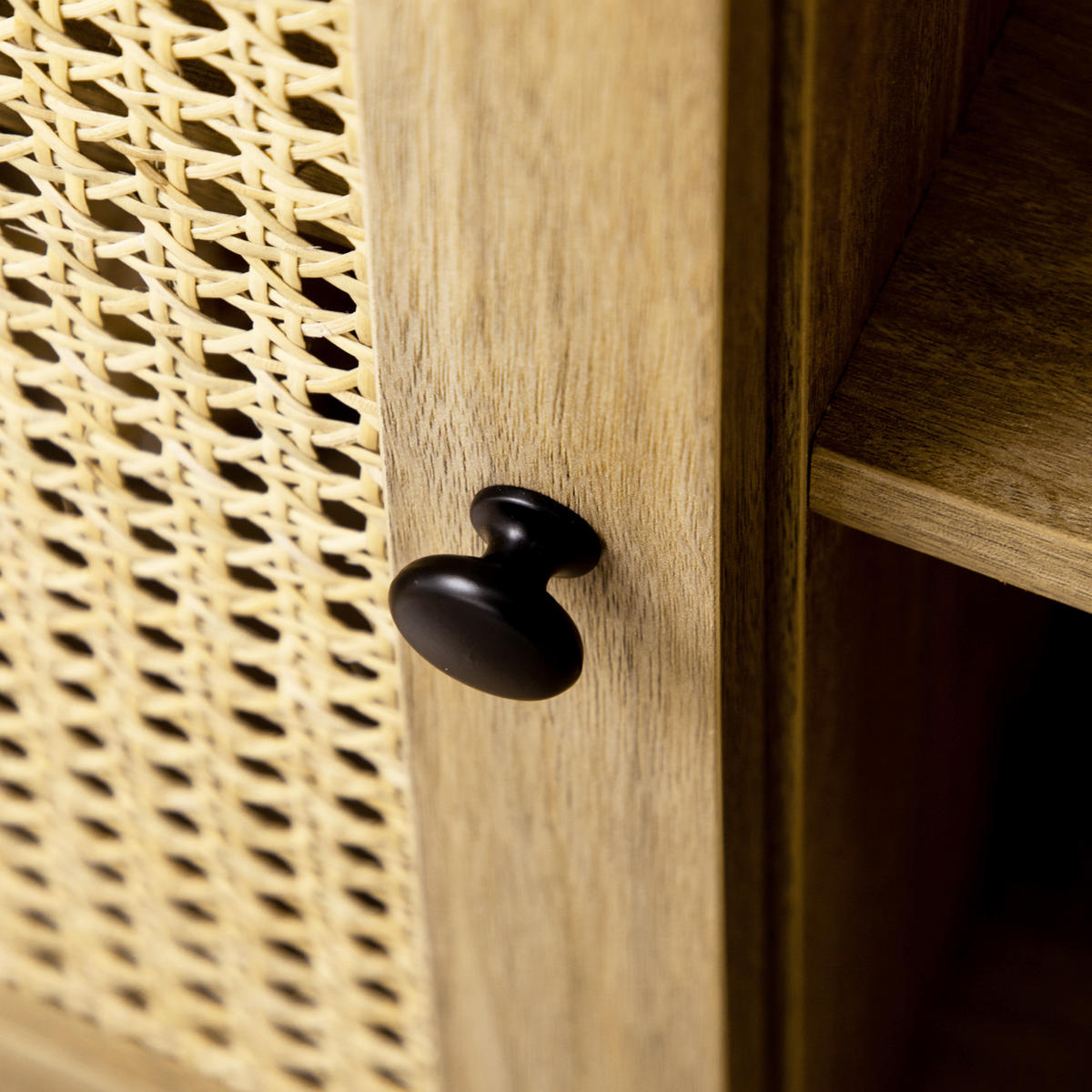 SIDEBOARD Holzoptik mit Rattan-Geflecht, 80/39/70 cm - Naturfarben, Holz (80/70/39cm) - PANGIVO