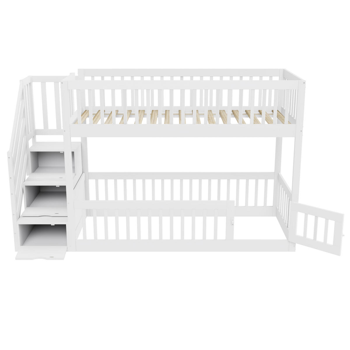 ETAGENBETT 90x200 Weiß Holz Treppe Schubladen - Weiß, Holz (90/200cm) - FLIEKS