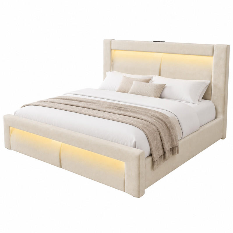Beauniv Bett Beige 140x200 cm