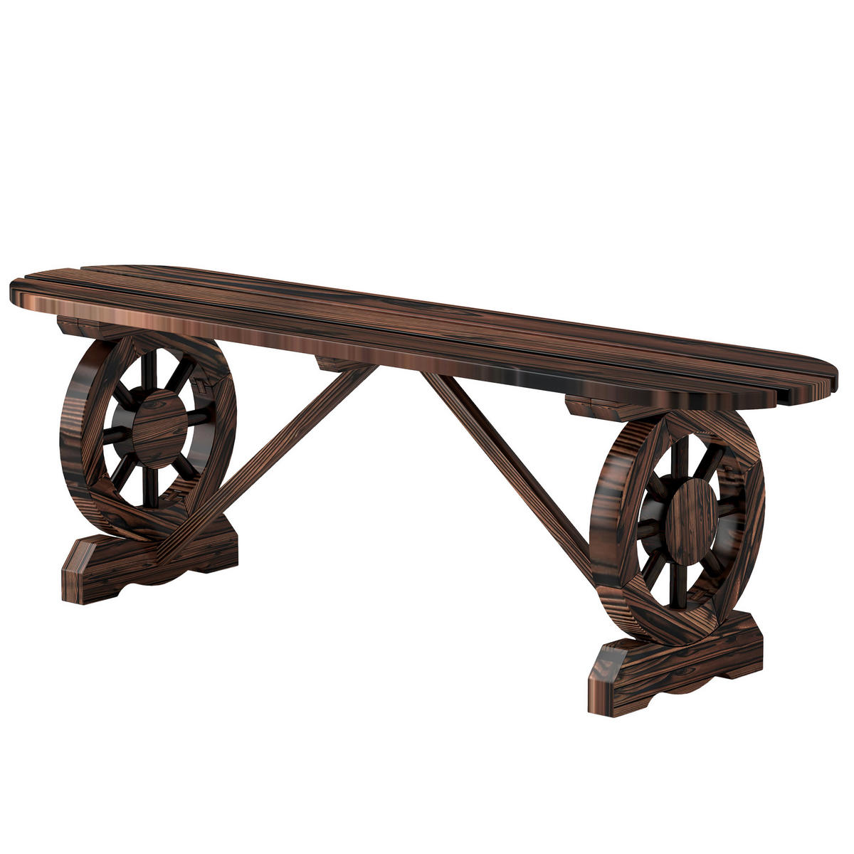 GARTENBANK,2-SITZER Holz mit Zierrollen karbonisiert - Schwarz, Holz (120/39/29cm) - Vallsero