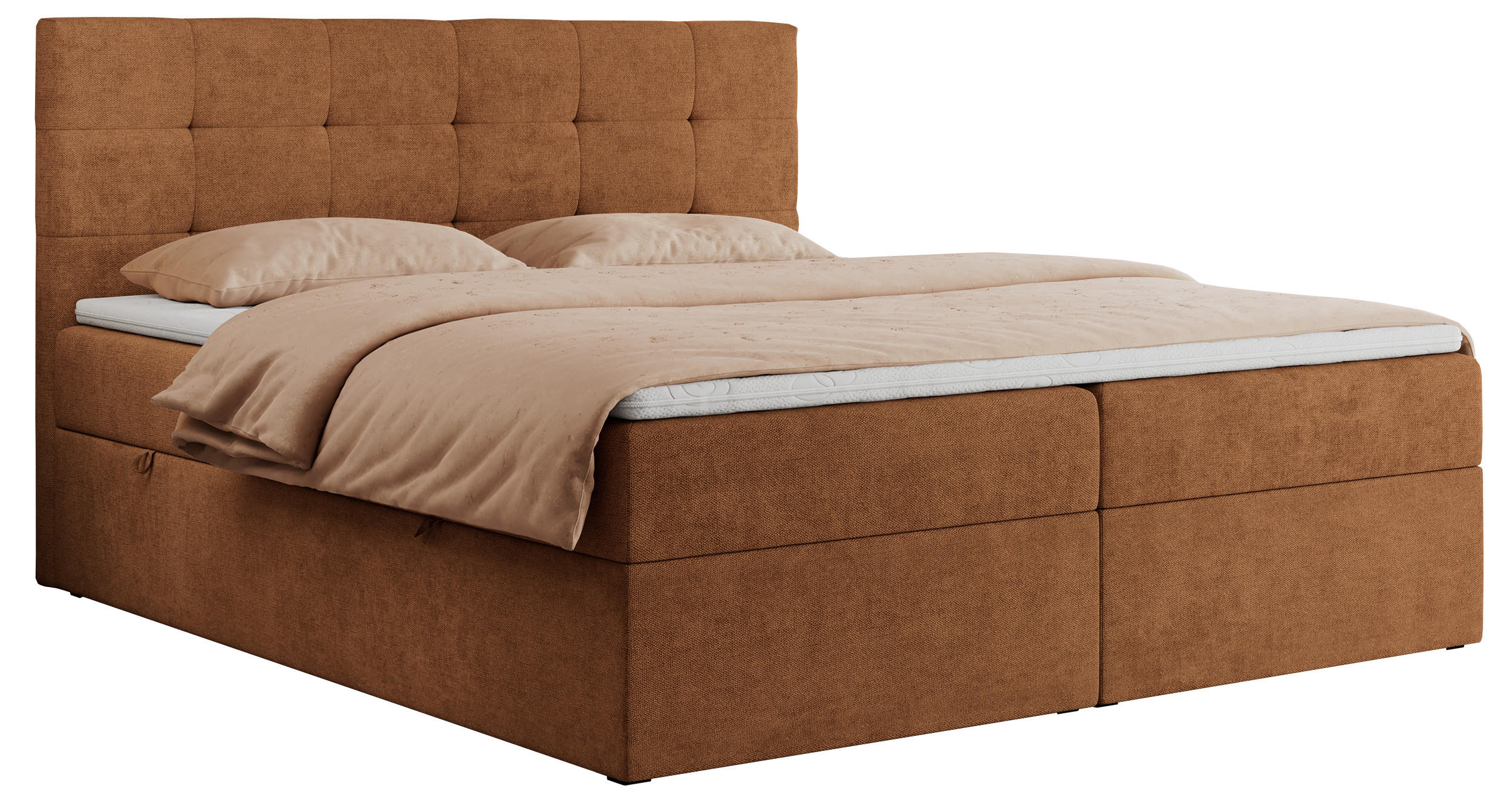 BOXBETT CENTO 140/200 Orange Strukture - H4 - Orange, Holz/Textil (140/200cm) - MKS