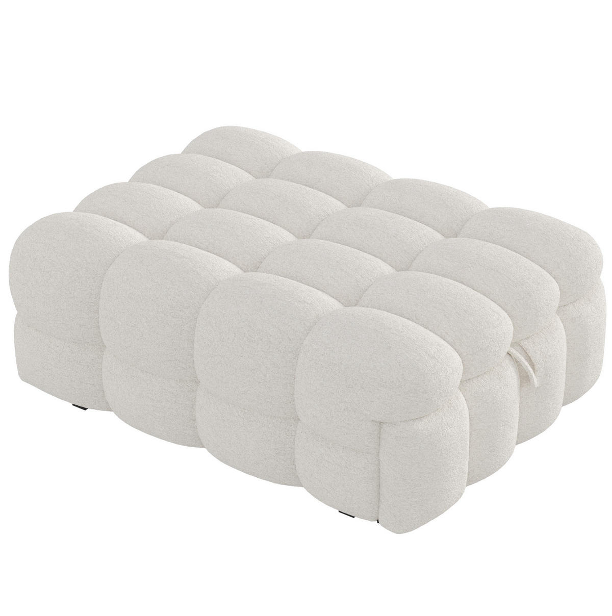 SCHLAFSOFA 183/76/42 cm Beige 2-in-1 Schlafsofa aus Teddy-Stoff mit Fußhocker - Creme, Textil (76/42/183cm) - OKWISH