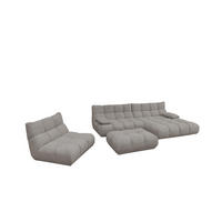 SITZGRUPPE VIVIEN 3ER SET Grau Cord - Grau, Kunststoff/Textil (359/85/510cm) - KAWOLA