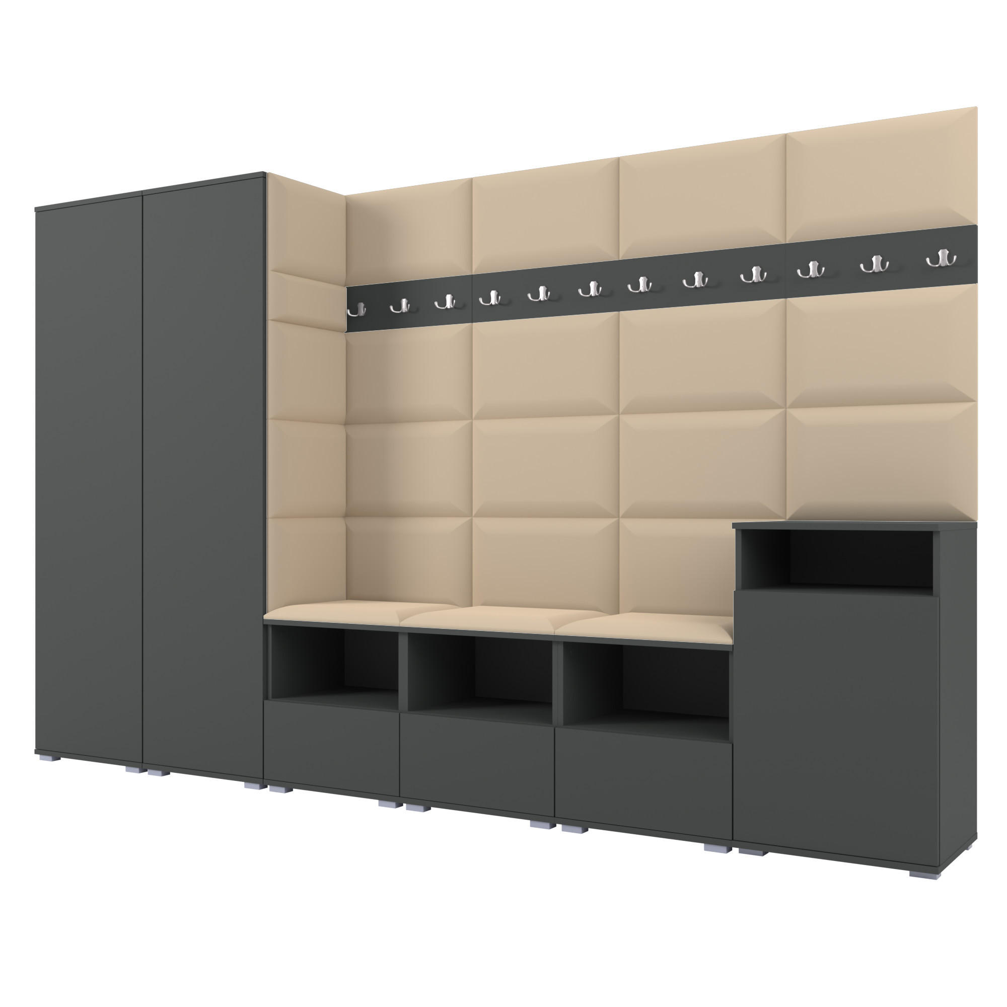 Ravio Garderobe Graphit, Beige 300x187x40 cm
