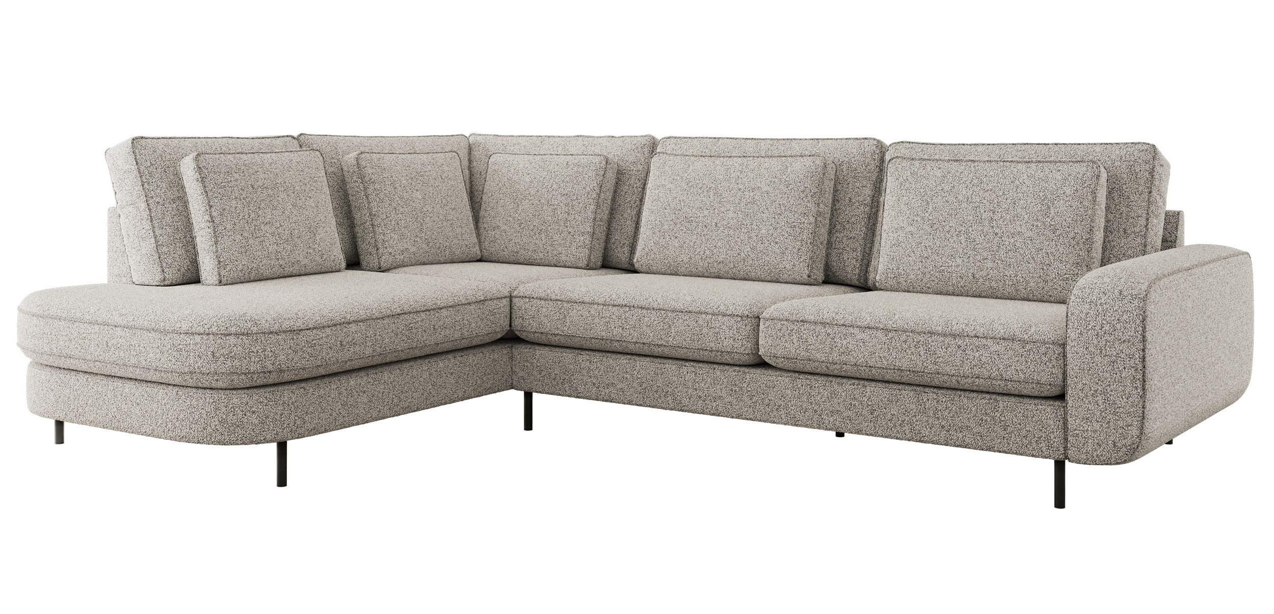 ROHOVÁ SEDAČKA CALENO L - Světle šedá Strukturovaná látka - Pravá Strana - černá/světle šedá, kov/textil (317/225cm) - MKS