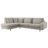 ROHOVÁ SEDAČKA CALENO L - Světle šedá Strukturovaná látka - Pravá Strana - černá/světle šedá, kov/textil (317/225cm) - MKS