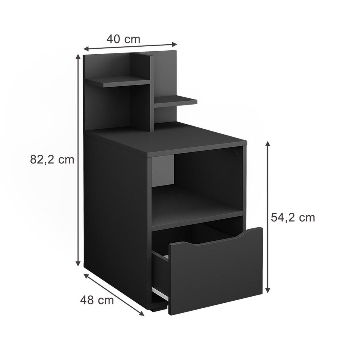 NACHTTISCH Ruben Anthrazit 40 x 82.2 cm mit Schublade - Anthrazit, Holzwerkstoff (40/82.2/48cm) - Vicco