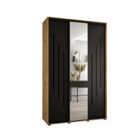 SCHWEBETÜRENSCHRANK 235,2/160/60 3-türig - Schwarz/Eiche Artisan, Holz/Metall (160/235/60cm) - Abiks Möbel