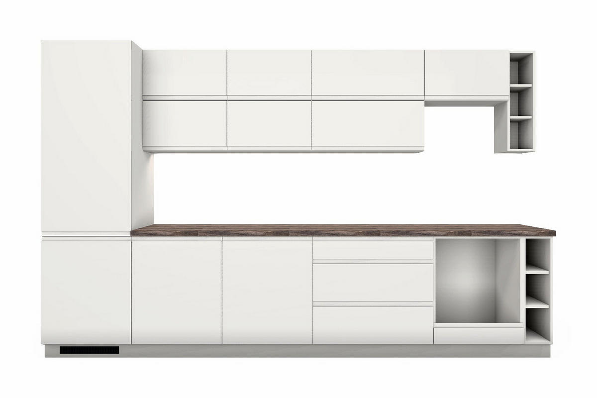 KÜCHENZEILE Velmora Weiß Hochglanz – 340 cm – K40-G340 - Weiß, Holzwerkstoff (340/212/60cm) - ROYAL24_MARKT