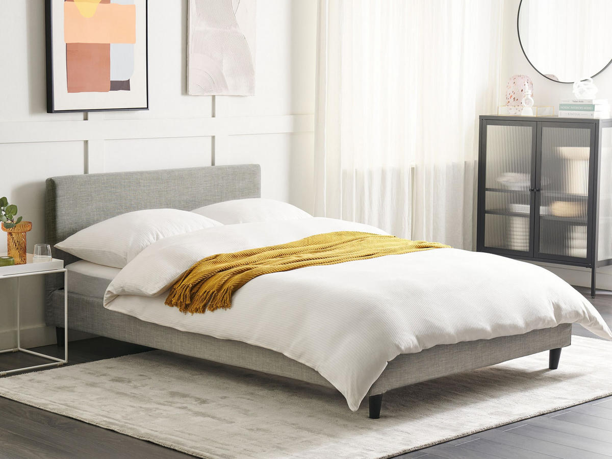 POLSTERBETT 140/200cm Hellgrau Fitou - Hellgrau, Textil (140/200cm) - Beliani