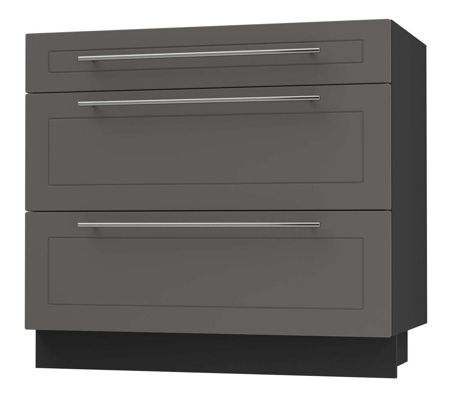 SCHUBLADENUNTERSCHRANK Kvantum D3A/90 90 / 50 / 82cm - Schwarz/Graphitfarben, Holz/Holzwerkstoff (90/82/50cm) - Feldmann-Wohnen
