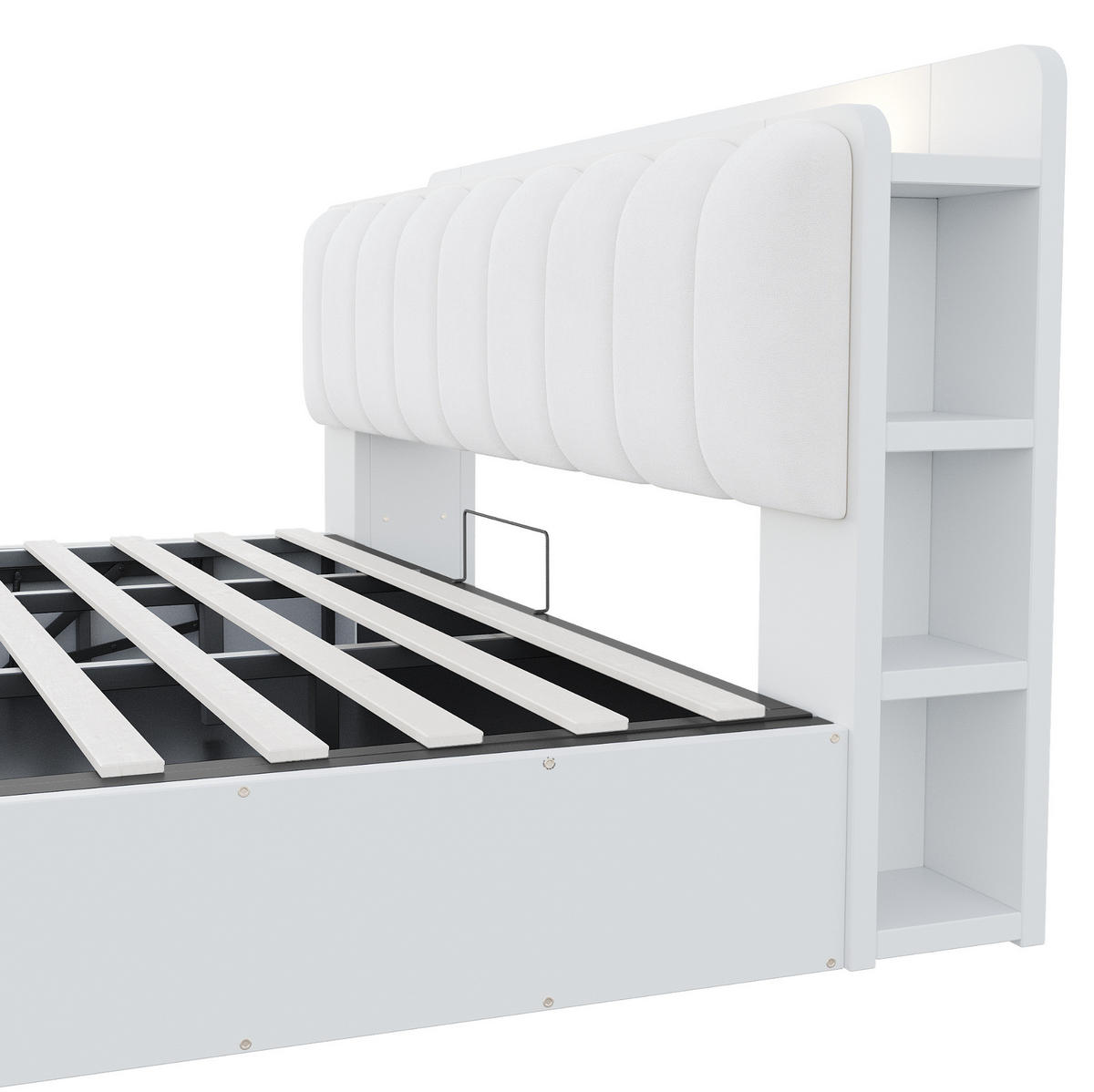HOLZBETT 180/200 cm Weiß mit Hydraulik, USB und Stauraum - Weiß, Holz (180/200cm) - MIVRAY