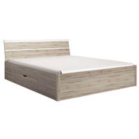 BETT Beta Eiche San Remo / Weiß 166 / 218 / 92cm - Braun/Weiß, Holz/Holzwerkstoff (166/92cm) - Feldmann-Wohnen