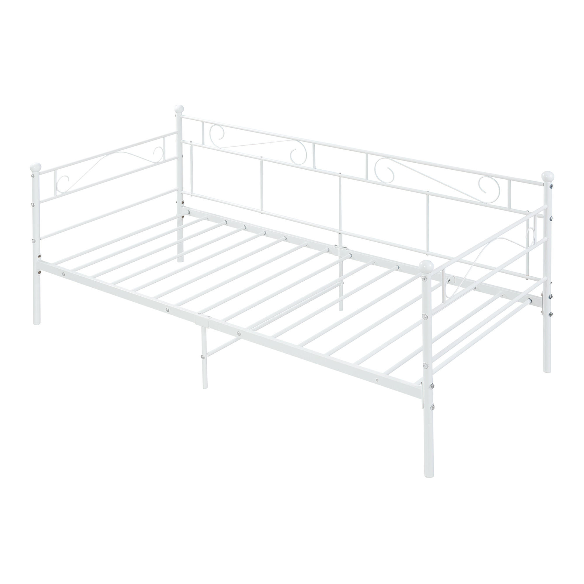 TAGESBETT Granada - Weiß, Metall (90/200cm) - [en.casa]