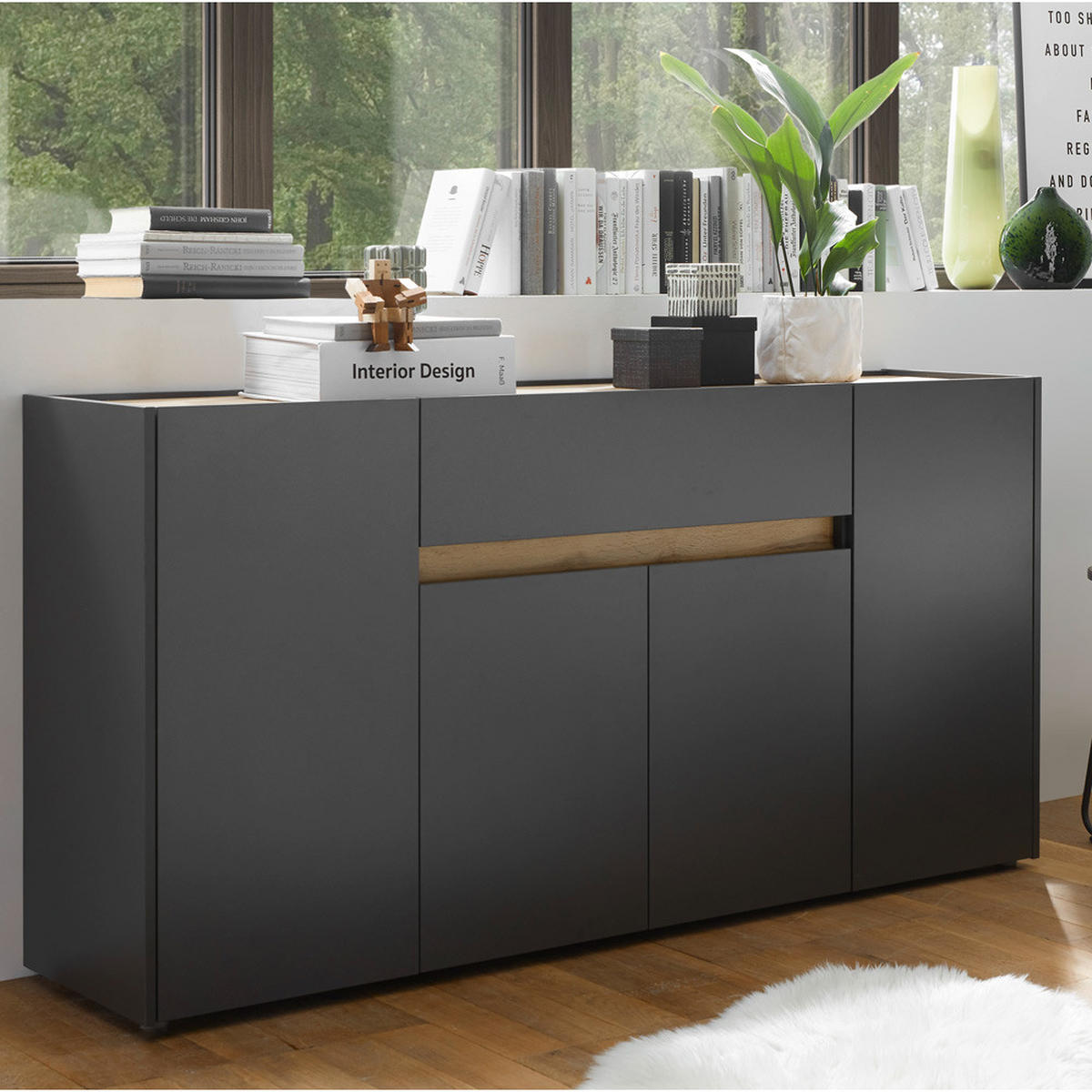 SIDEBOARD Crisp-61 - Anthrazit, Holzwerkstoff (170/87/40cm) - Lomado