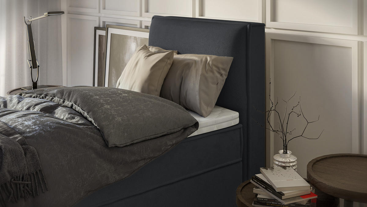BOXBETT Eclipse 90/200 cm Graphit Luxusmicrofaser - Graphitfarben/Schwarz, Holz/Kunststoff (90/200cm) - S-Style Möbel