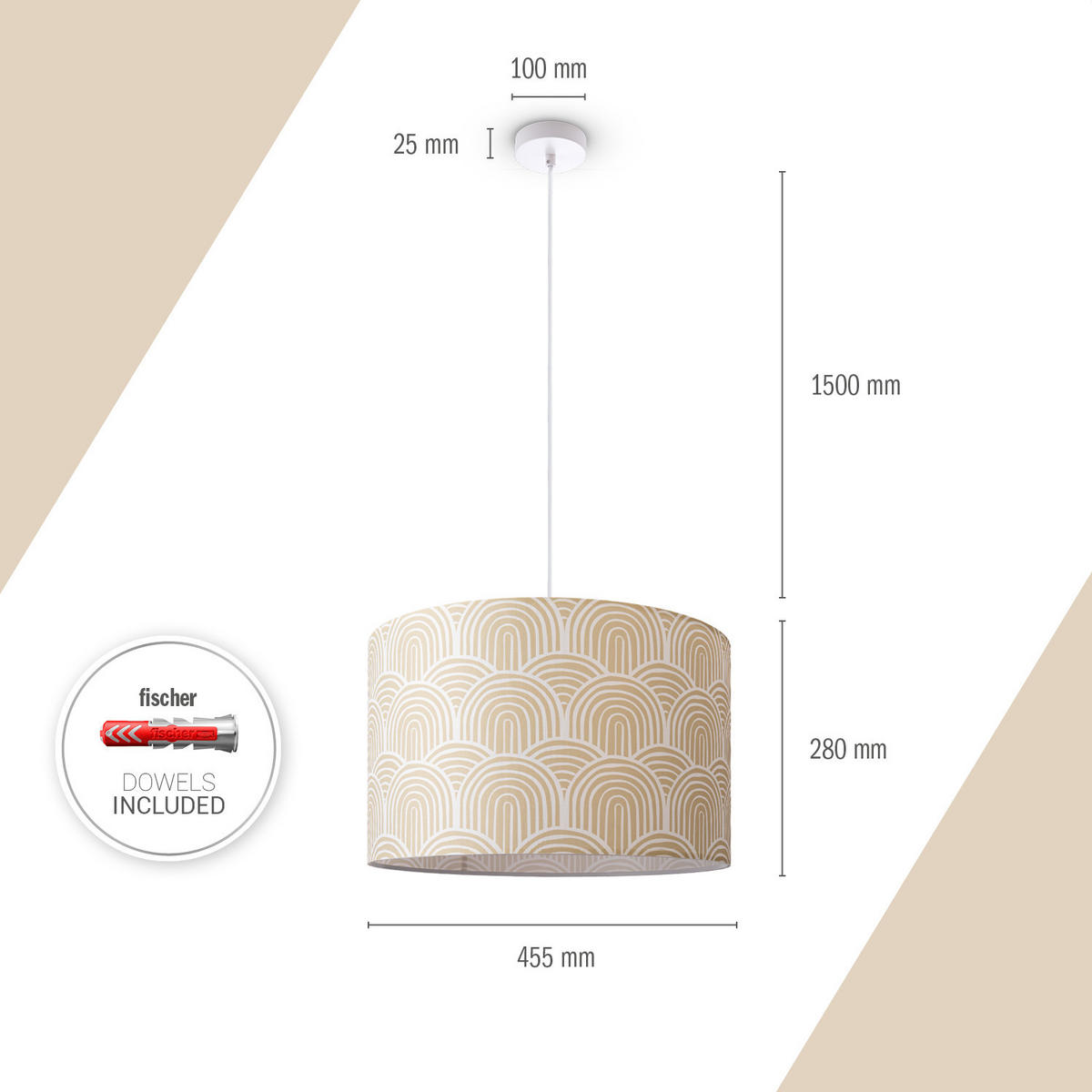 PENDELLEUCHTE Hugo Pd1 Pil 007 - Weiß, Metall (45.5/45.5/27cm) - Paco Home