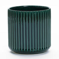 BLUMENTOPF Keramik Dunkelgrün Grün und Weiß Ø30.2xH30.3 cm - Grün, Keramik (30.3cm) - Hometopia