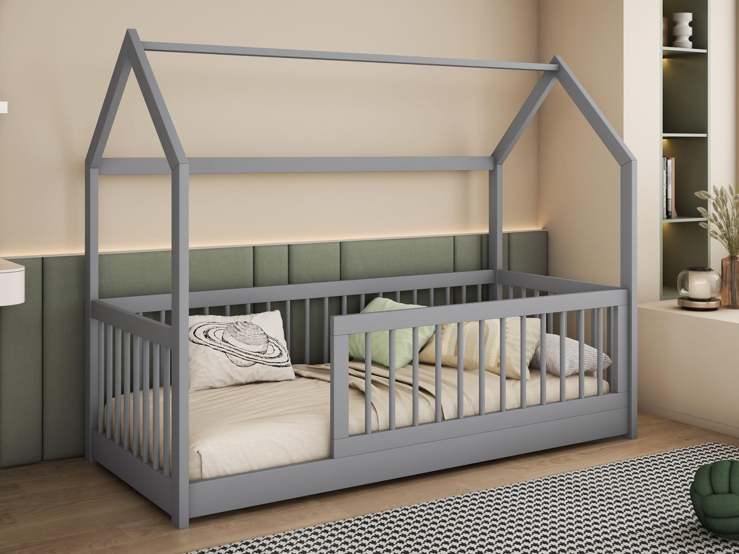 HAUSBETT Greta 80 - Grau, Holz (80/180cm) - MIRJAN24