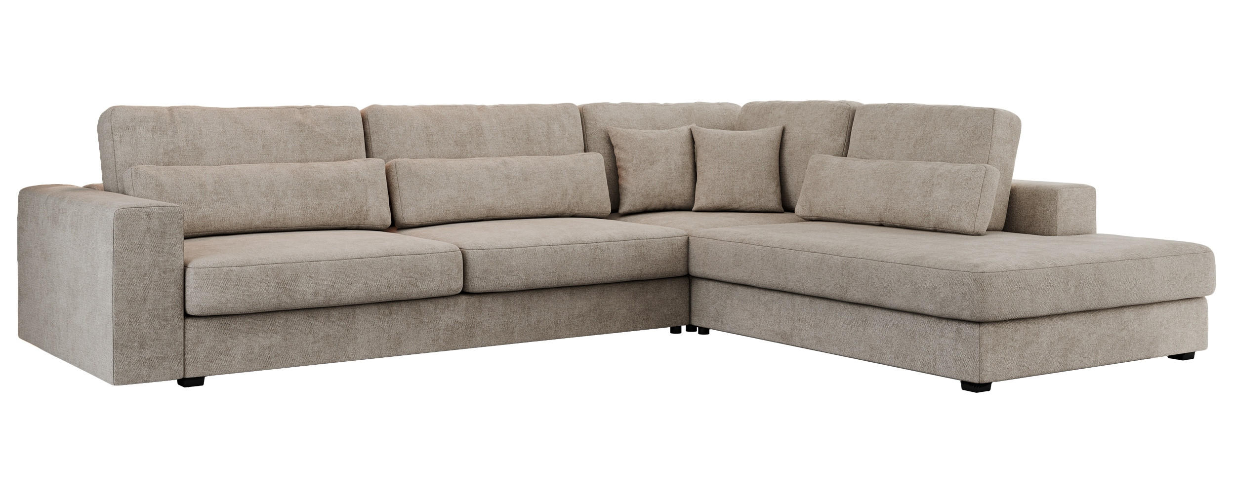 ECKSOFA Savona Beige Strukture - rechts - Beige/Schwarz, Kunststoff/Textil (249/316cm) - MKS