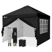 FALTPAVILLON 3x3 m wasserdicht mit 4 Seitenteilen UV-Schutz 50+ Schwarz - Schwarz, Textil (300/284/300cm)