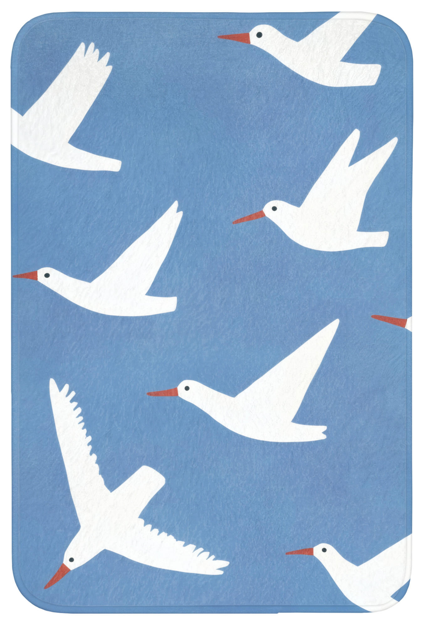 BADEMATTE Vögel - Weiß - Muster 60x90 cm - Blau, Kunststoff/Textil (60/90cm)