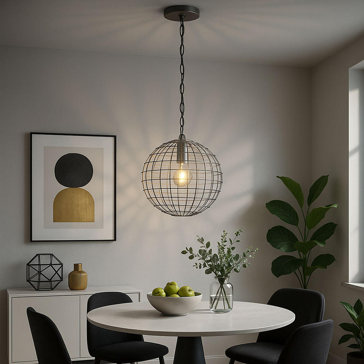 HÄNGELEUCHTE Gitterschirm Silber - Silberfarben, Metall (30/30/108cm)