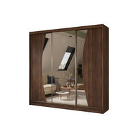 SCHWEBETÜRENSCHRANK Vex 240 cm mit Spiegel, 3-türig, dunkelbraun - Dunkelbraun, Kunststoff (240/216/61cm) - Margaret Hadas24