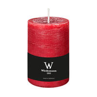 STUMPENKERZE Rustik Marble Style Rubin Rot 130 x Ø 78 mm, 1 Stück - Rot, Paraffin (8/13cm) - Wiedemann Kerzen
