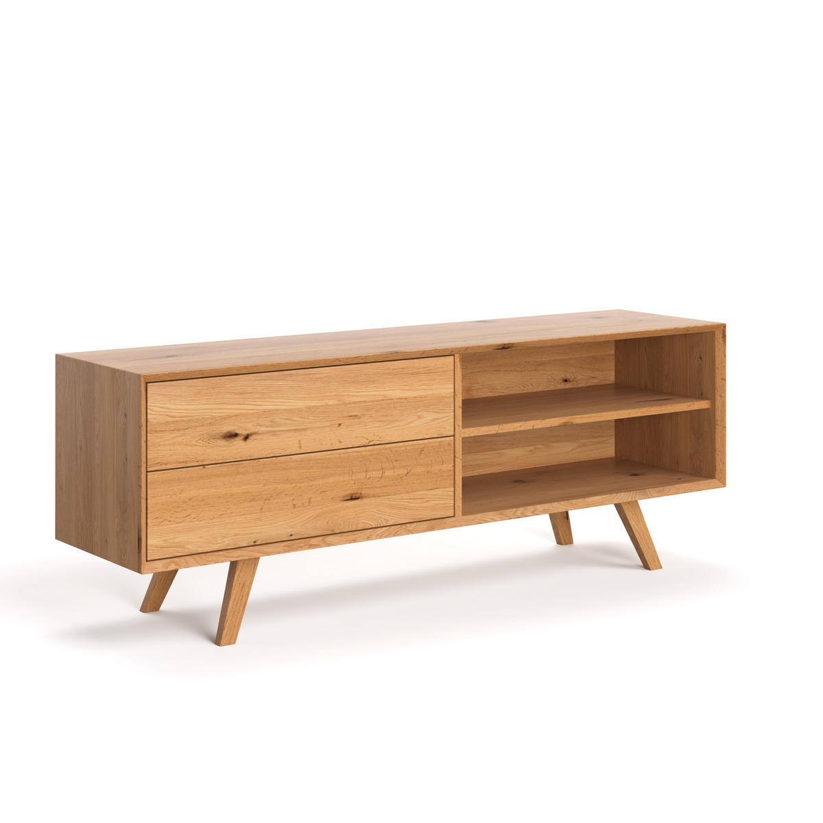 TV-SCHRANK Spectra aus massivem Eichenholz 140 cm - Eichefarben/Naturfarben, Holz (140/65/50cm) - Danzz