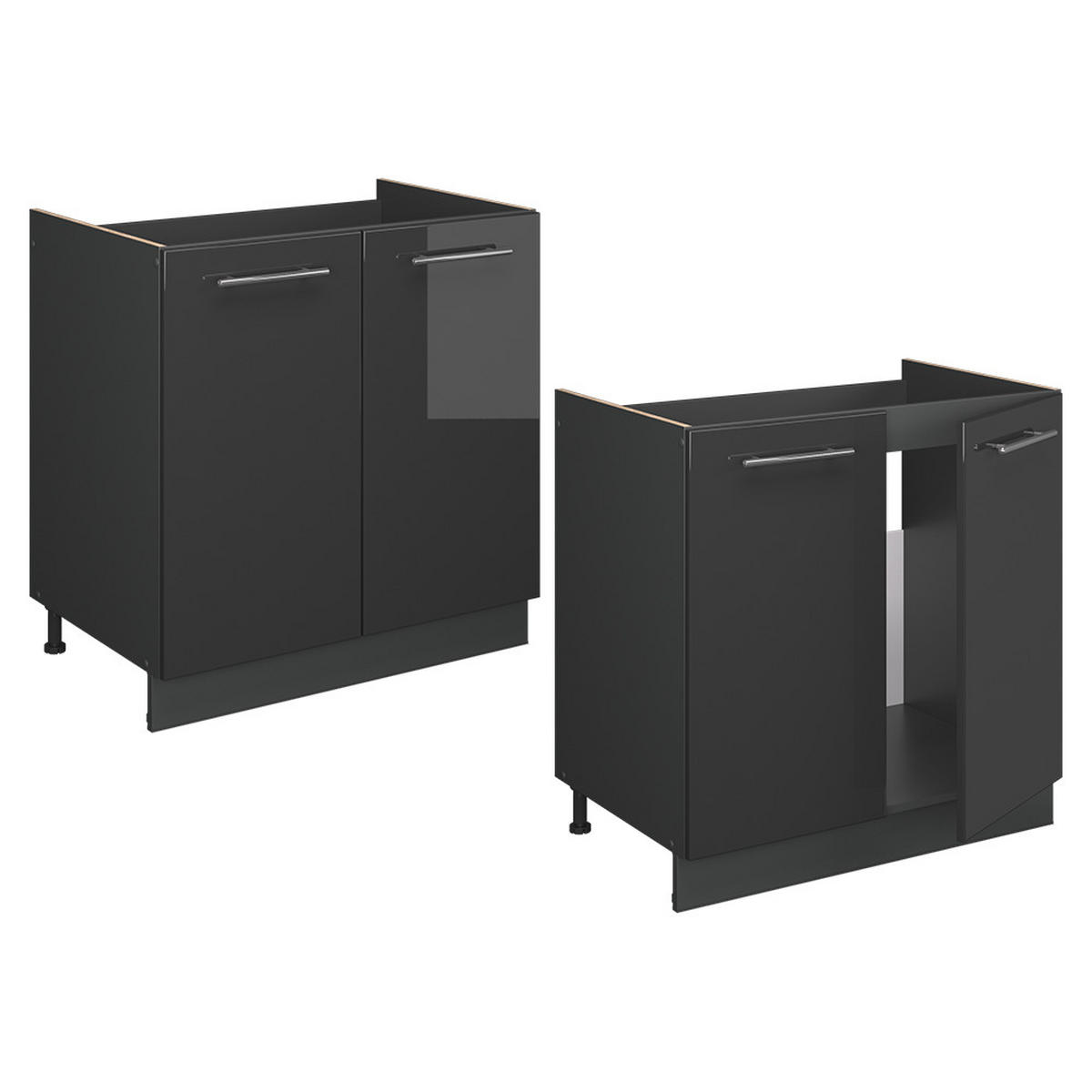 SKŘÍŇKA POD DŘEZ Fame-Line Antracitový vysoký lesk - antracitová/vysoce lesklá černá, kompozitní dřevo (80/82/60cm) - Vicco